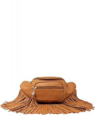 Designer Chic Fringe Waist Bag KL088 MUSTARD